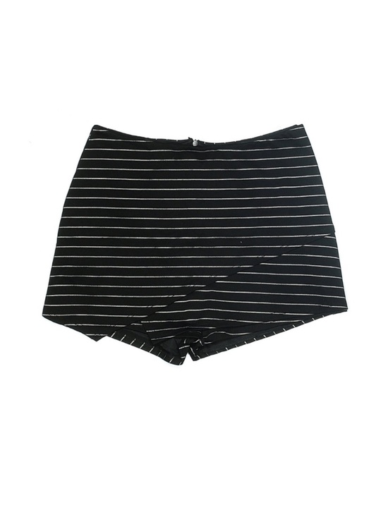 Lulus Pants - Lulus Black White Striped Wrap Skort Shorts Size L High Waist Mini Skirt Short